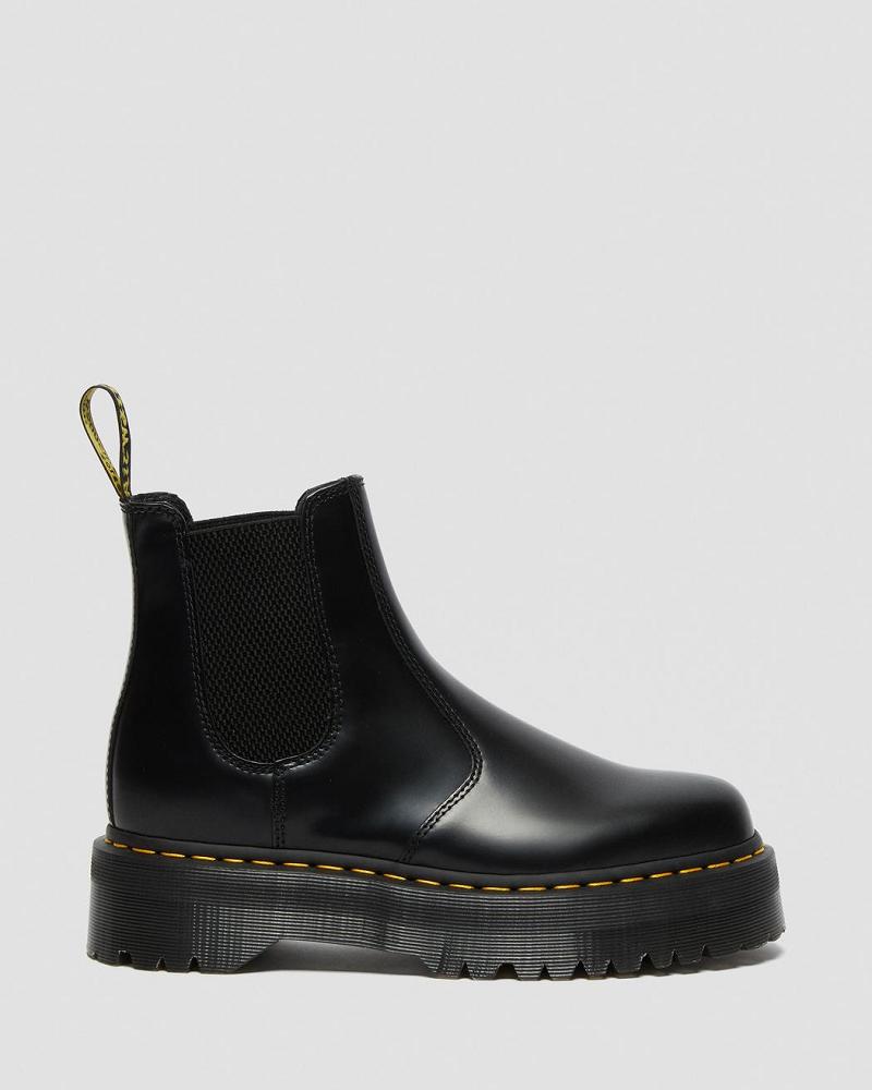 Dr Martens 2976 Polished Smooth Platform Enkellaars Heren Zwart | NL 377MQZ